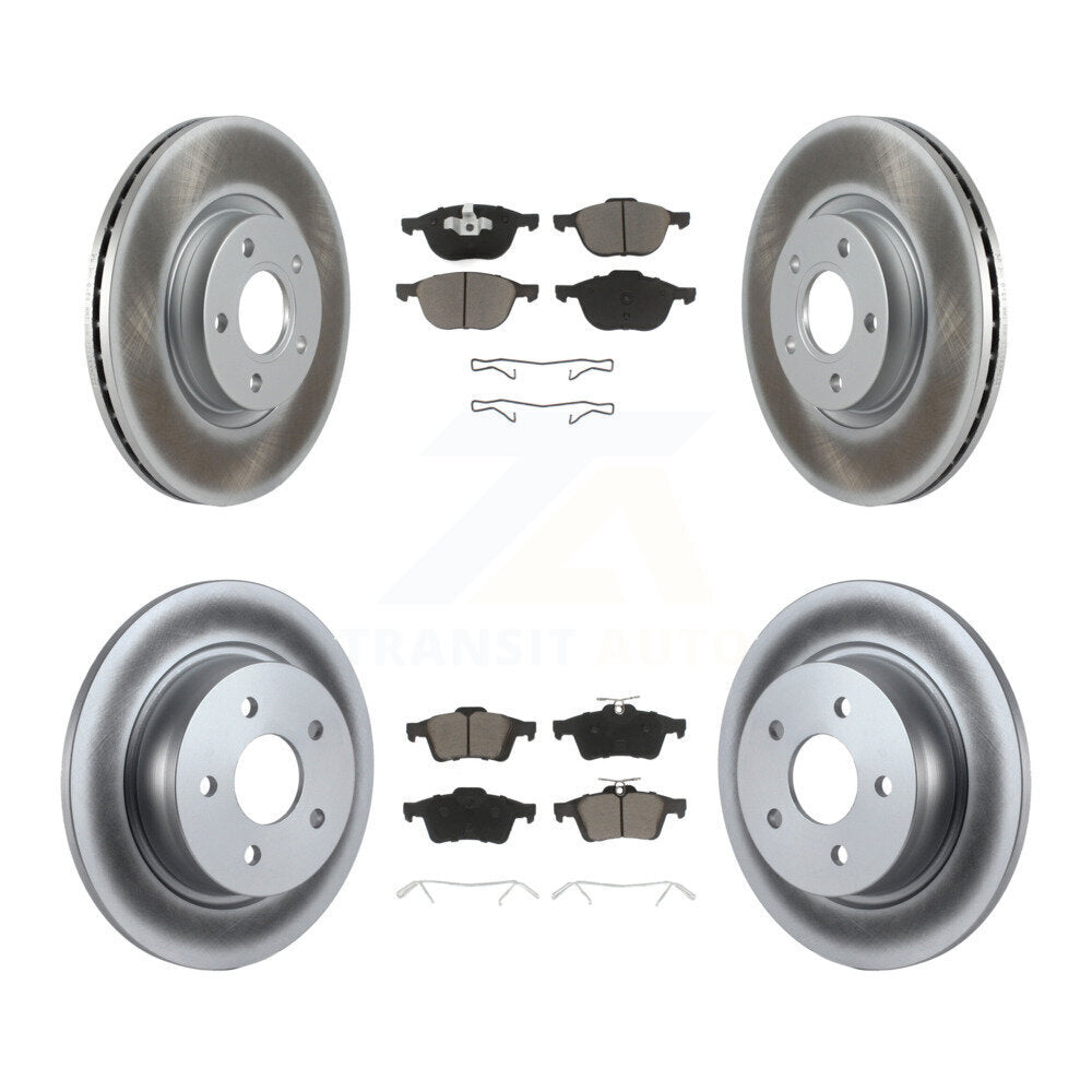 Front Rear Coated Disc Brake Rotors And Ceramic Pads Kit For Ford Escape C-Max