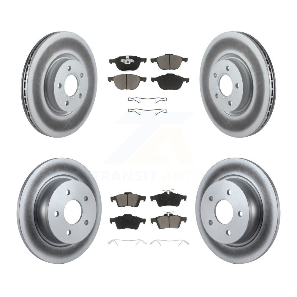 Front Rear Coated Disc Brake Rotors And Ceramic Pad Kit For Ford Transit Connect