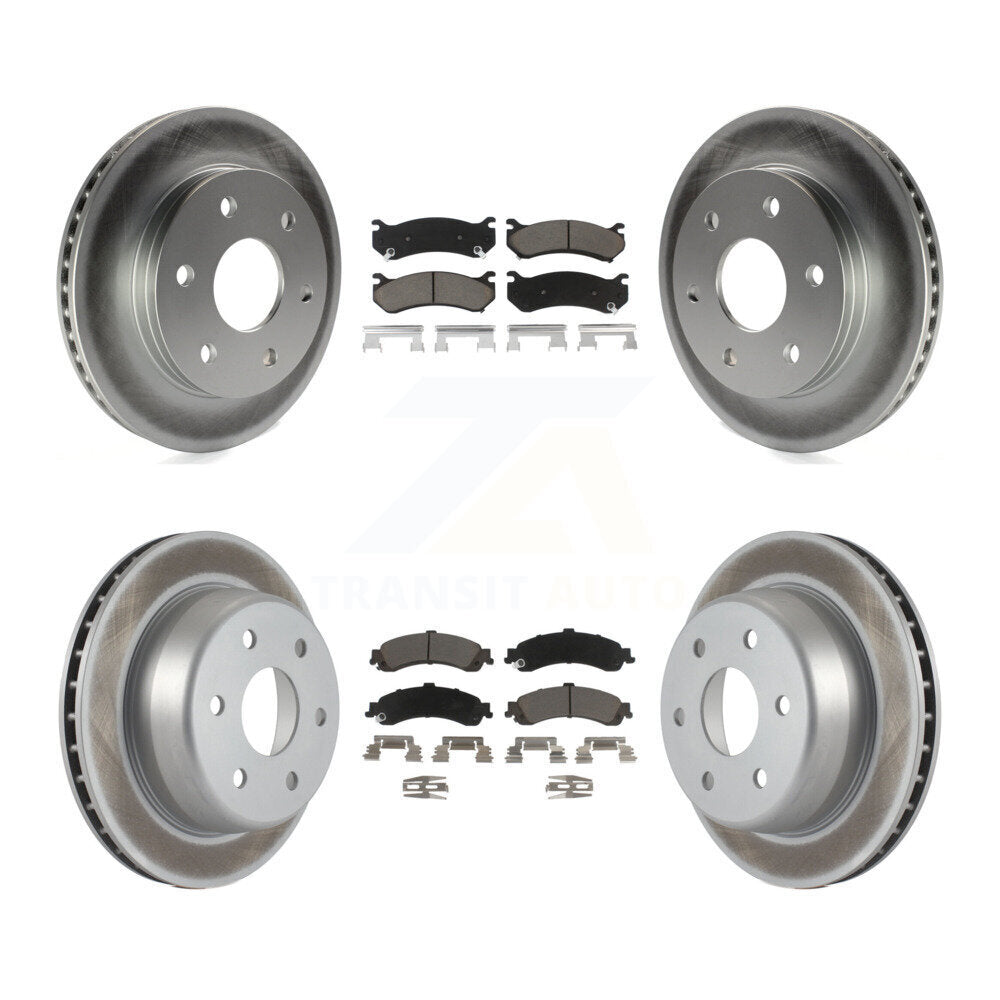 Front Rear Coat Brake Rotors Ceramic Pad Kit For Chevrolet Silverado 1500 GMC XL