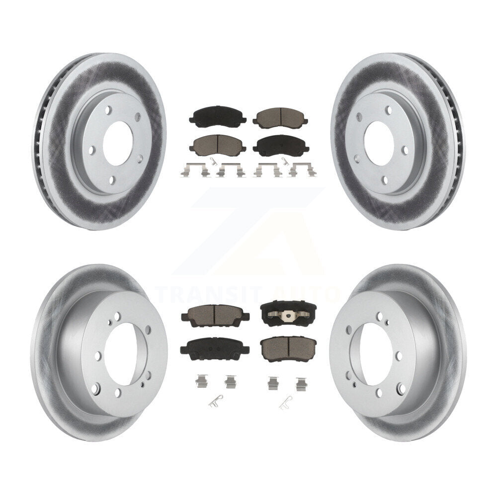 Front Rear Coated Disc Brake Rotors And Ceramic Pads Kit For Mitsubishi Lancer