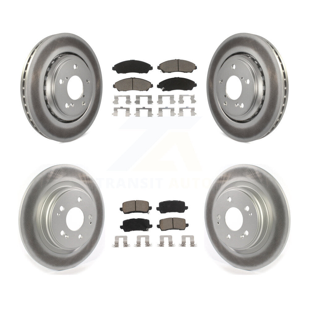 Front Rear Coated Disc Brake Rotors And Ceramic Pads Kit For Acura MDX
