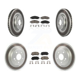 Front Rear Coated Brake Rotors Ceramic Pad Kit For Acura RLX Sport Hybrid SH-AWD