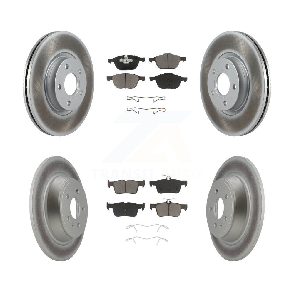 Front Rear Coated Disc Brake Rotors And Ceramic Pads Kit For Ford Escape