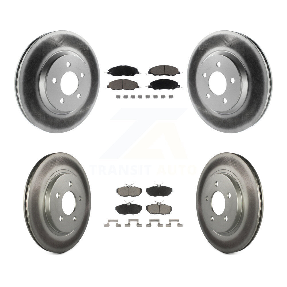 Front Rear Coated Disc Brake Rotors And Ceramic Pads Kit For Ford Mustang