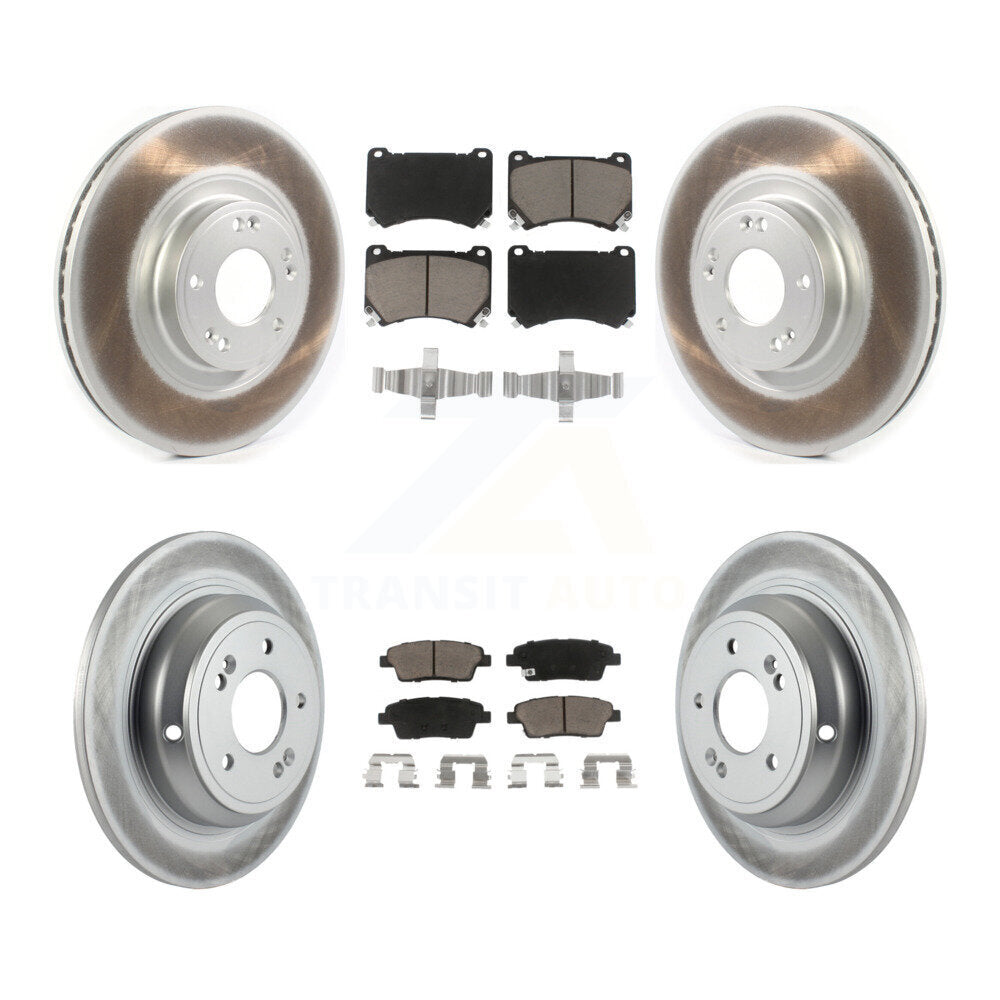 Front Rear Coated Disc Brake Rotors And Ceramic Pads Kit For Hyundai Genesis