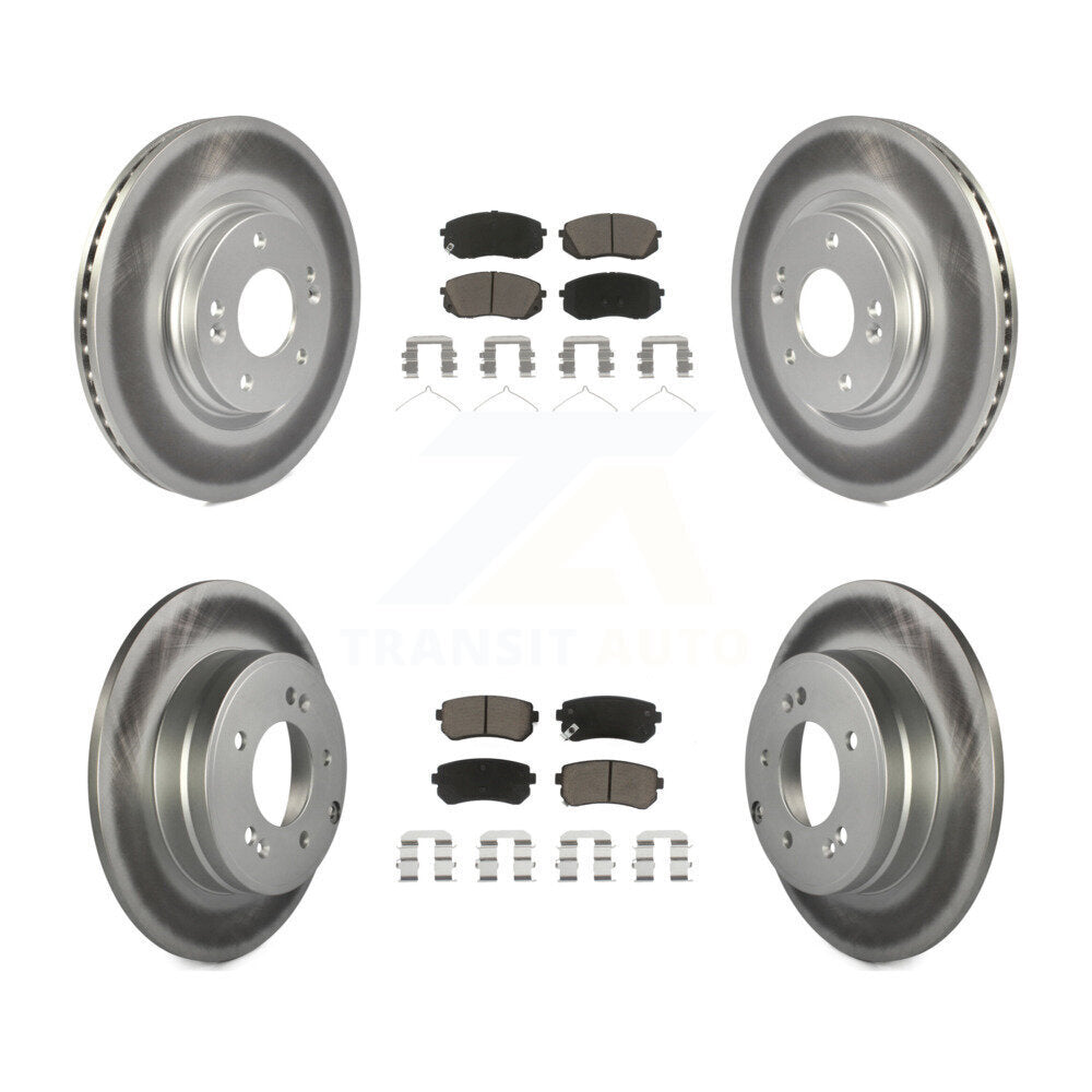 Front Rear Coat Brake Rotors Ceramic Pad Kit For 15-16 Hyundai Sonata GAS engine