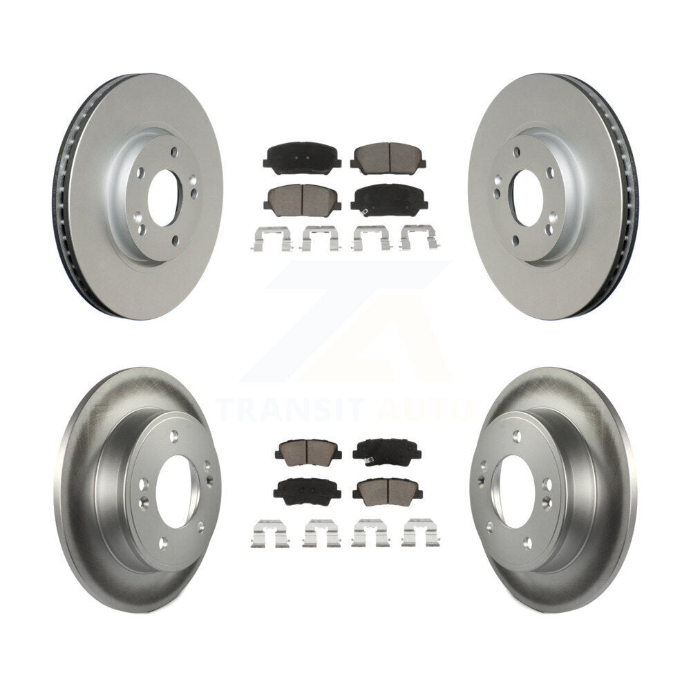 Front Rear Coated Disc Brake Rotor And Ceramic Pad Kit For Kia Forte Forte5 Koup