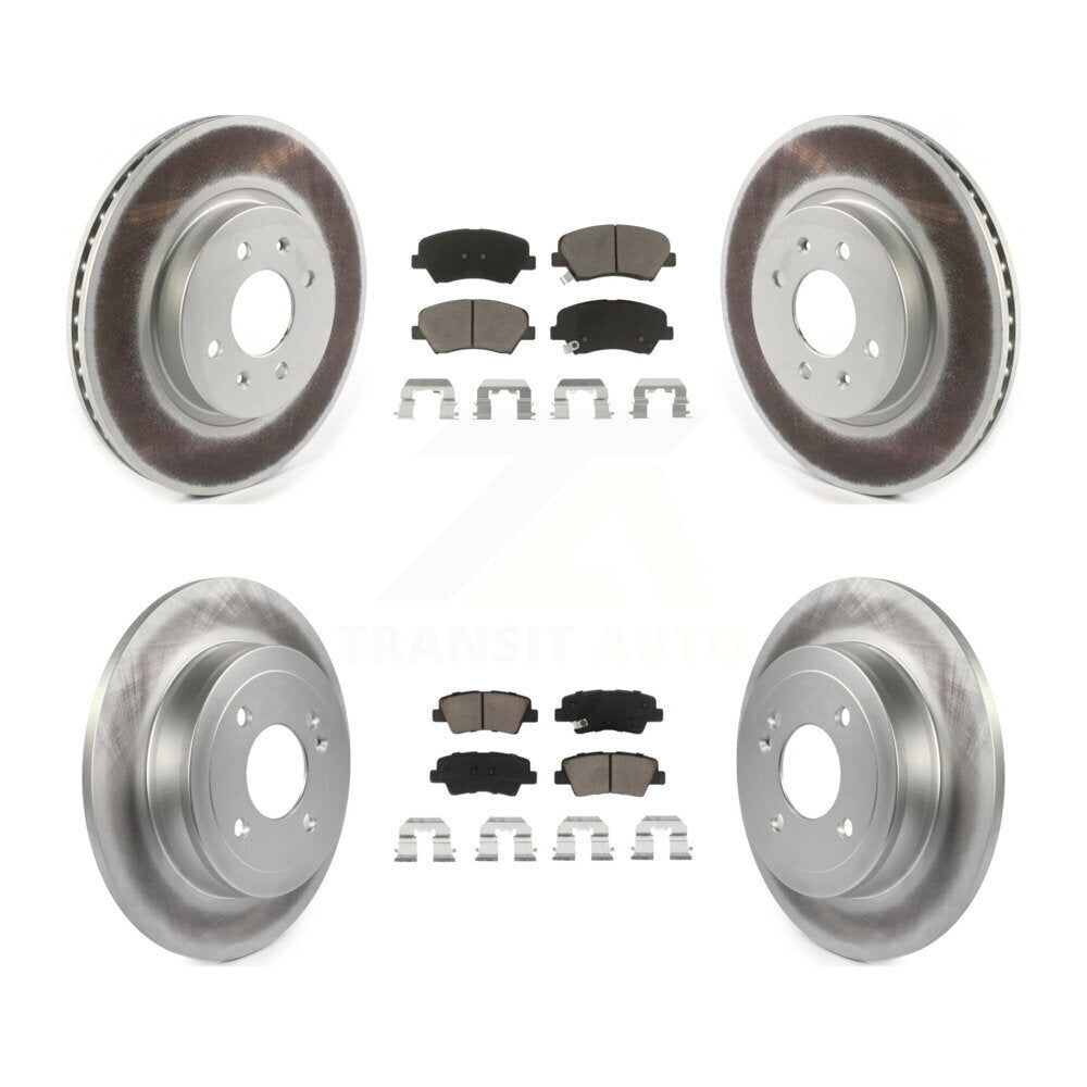 Front Rear Coated Disc Brake Rotors And Ceramic Pads Kit For Kia Rio