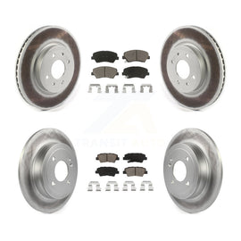 Front Rear Coated Disc Brake Rotors And Ceramic Pads Kit For Kia Rio