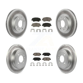 Front Rear Coated Disc Brake Rotors & Ceramic Pad Kit For Hyundai Accent Kia Rio