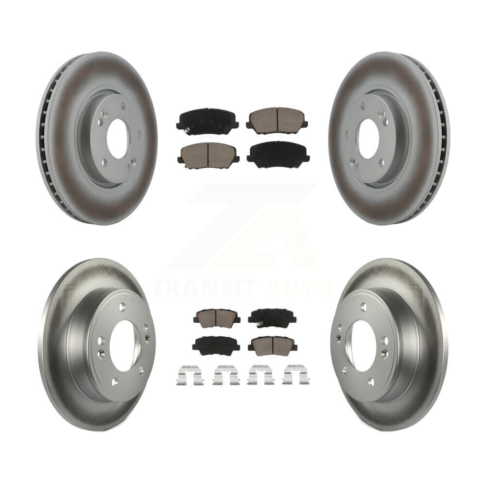 Front Rear Coated Disc Brake Rotors And Ceramic Pads Kit For Kia Forte Forte5 SX