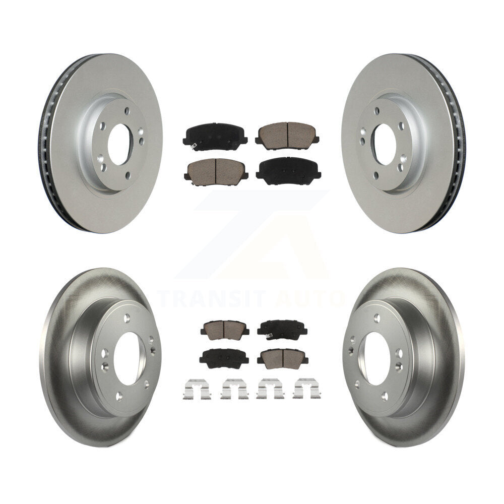 Front Rear Coated Disc Brake Rotors And Ceramic Pads Kit For Kia Forte Forte5 SX