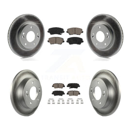 Front Rear Coated Brake Rotor & Ceramic Pad Kit For Kia Forte Hyundai Elantra GT