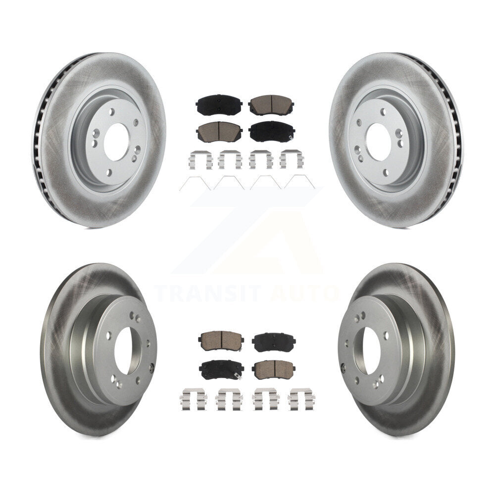 Front Rear Coated Disc Brake Rotors And Ceramic Pads Kit For Kia Optima