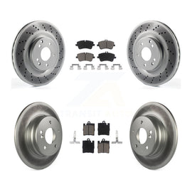 Front Rear Coated Disc Brake Rotors And Ceramic Pads Kit For Mercedes-Benz C320