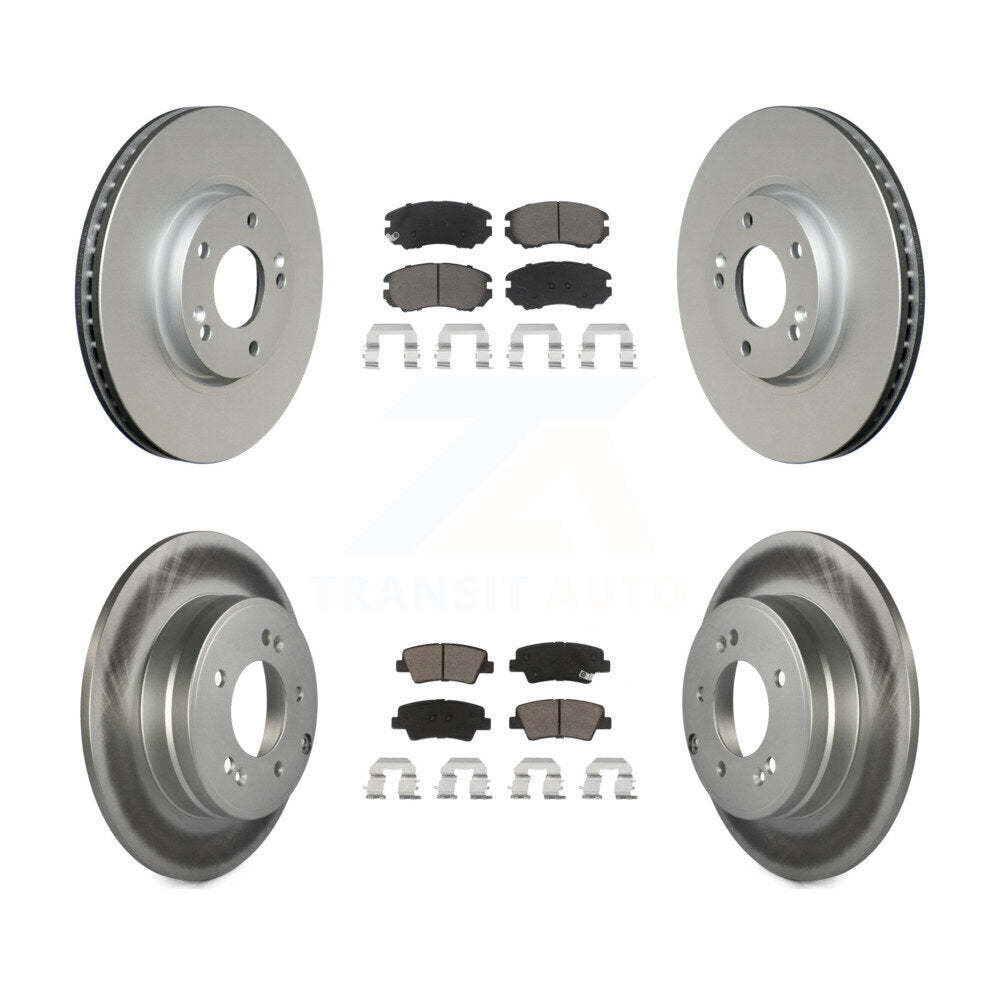 Front Rear Coated Disc Brake Rotors And Ceramic Pads Kit For Hyundai Sonata 3.3L