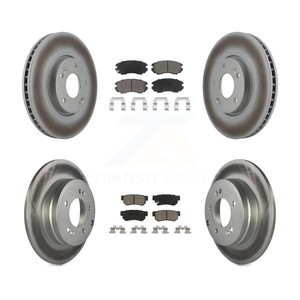 Front Rear Coated Disc Brake Rotors And Ceramic Pads Kit For Hyundai Sonata 3.3L