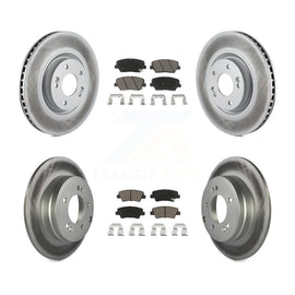 Front Rear Coated Disc Brake Rotors And Ceramic Pads Kit For Hyundai Azera