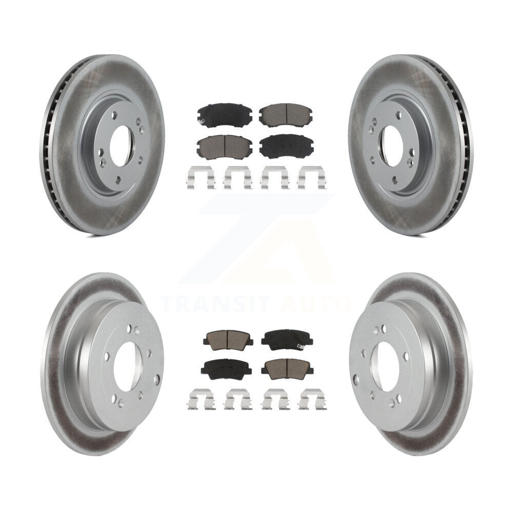 Front Rear Coated Disc Brake Rotors And Ceramic Pad Kit For 2007-2009 Kia Amanti