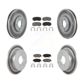 Front Rear Coated Disc Brake Rotors And Ceramic Pad Kit For 2007-2009 Kia Amanti