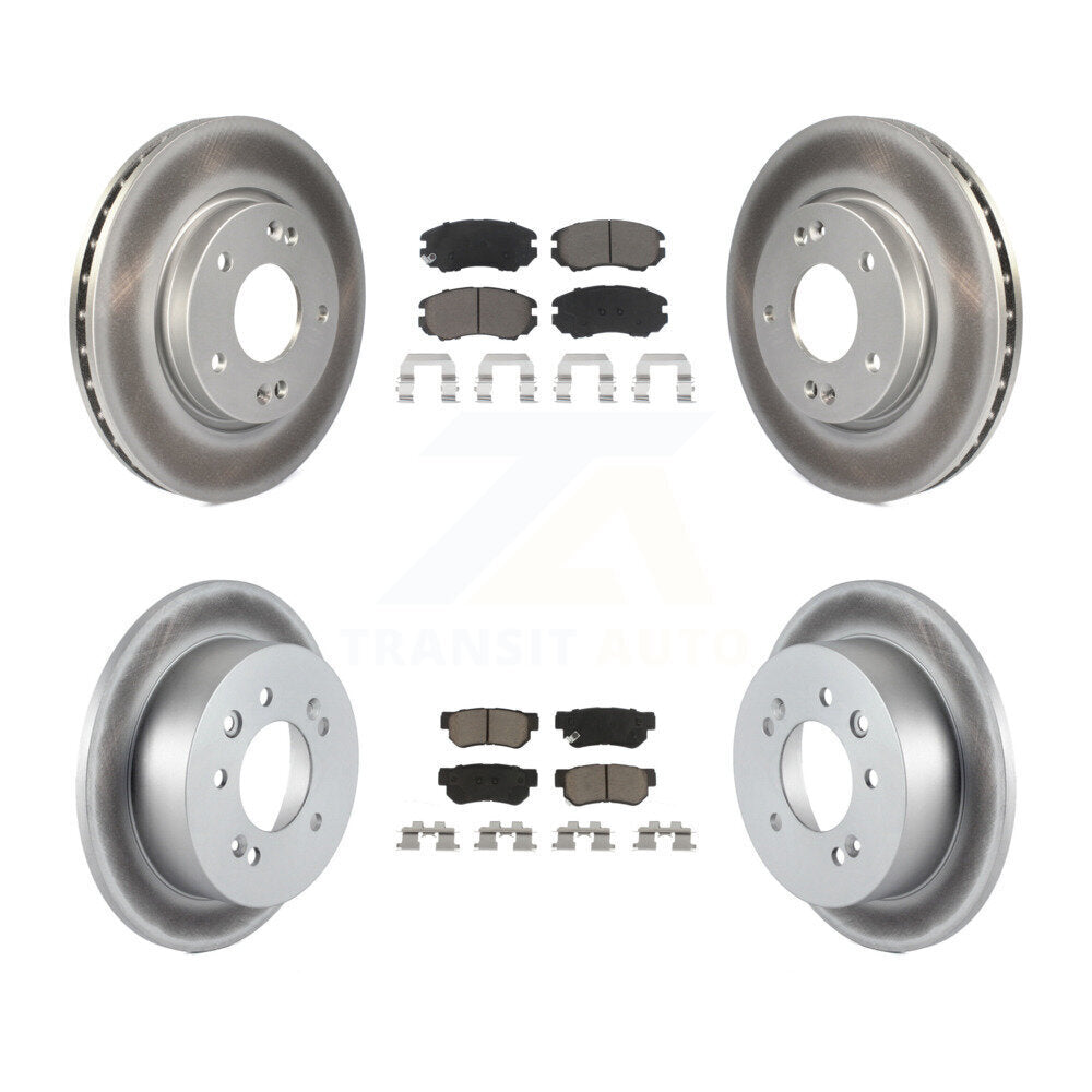 Front Rear Coated Disc Brake Rotors And Ceramic Pads Kit For Hyundai Elantra