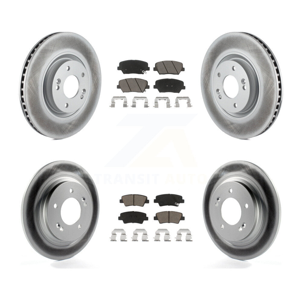 [Front+Rear] 16-17 Hyundai Azera Limited Premium Coated Rotors & Ceramic Pads Brake Kit For Max Braking