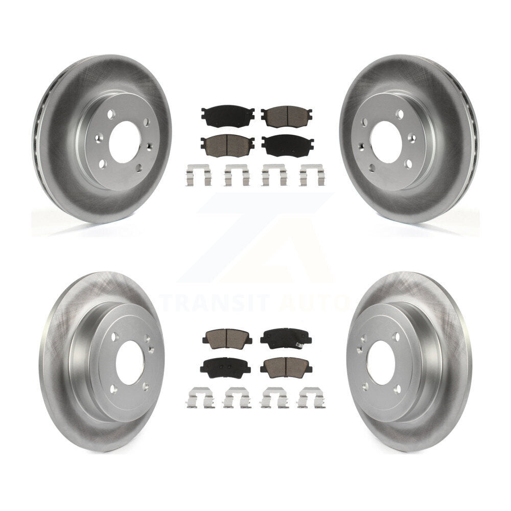 [Front+Rear] 2011 Hyundai Accent Premium Coated Rotors & Ceramic Pads Brake Kit For Max Braking