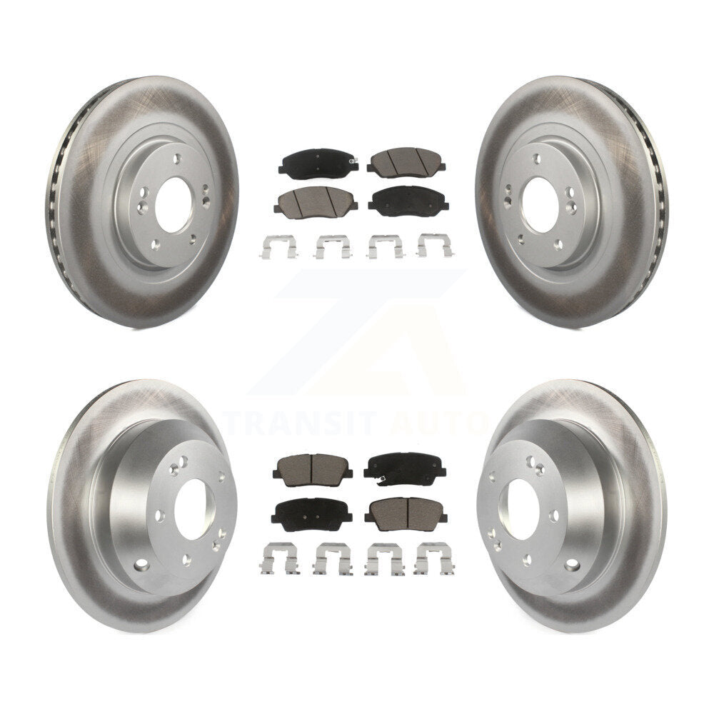 Front Rear Coated Disc Brake Rotors Ceramic Pad Kit For Hyundai Santa Fe XL 3.3L