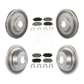 Front Rear Coated Disc Brake Rotors Ceramic Pad Kit For Hyundai Santa Fe XL 3.3L