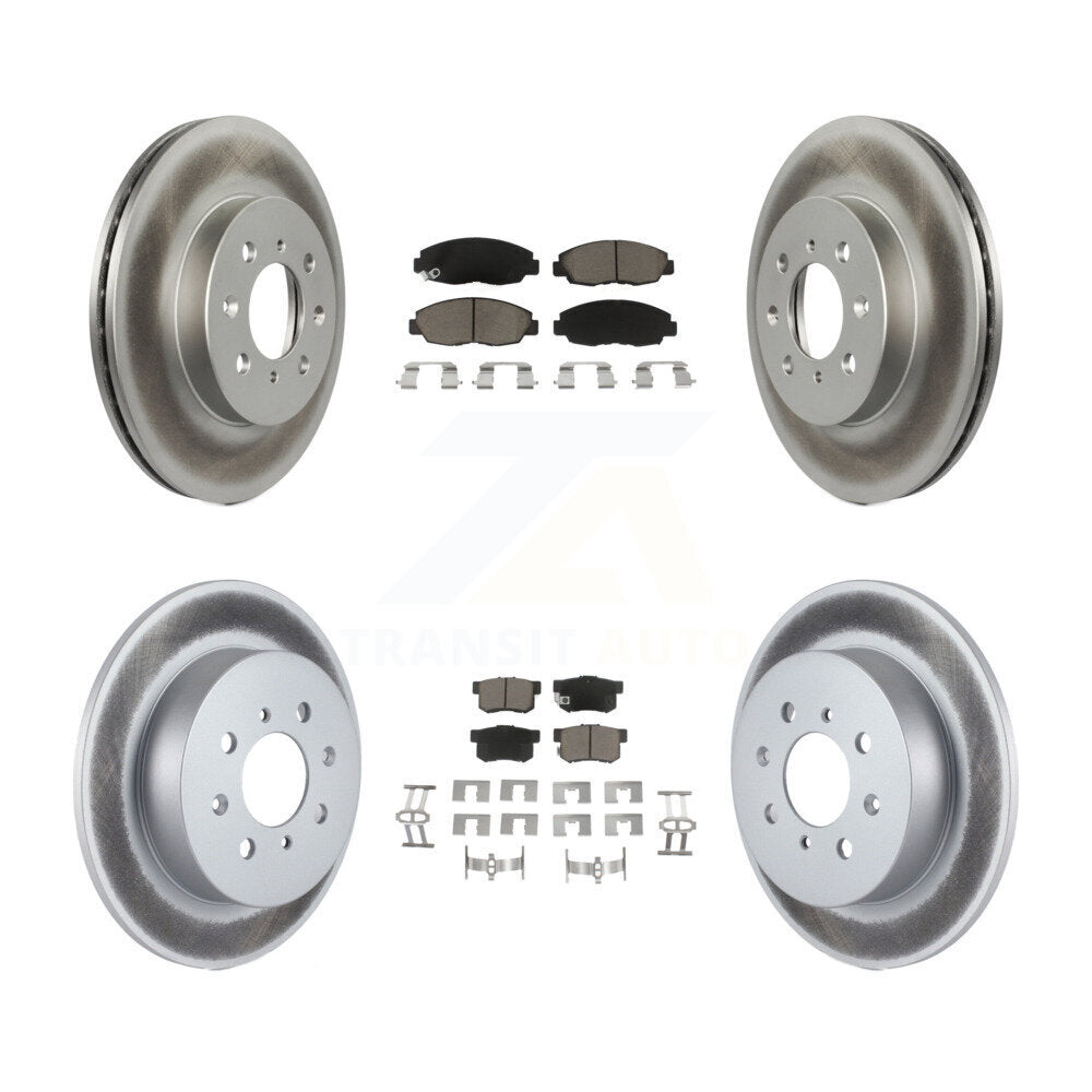 Front Rear Coated Disc Brake Rotors And Ceramic Pad Kit For Honda Civic Acura EL