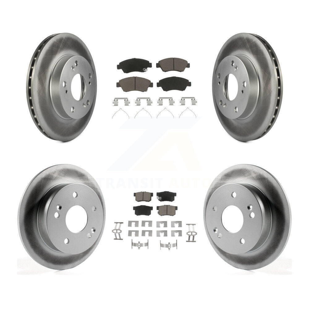 Front Rear Coated Disc Brake Rotor And Ceramic Pad Kit For Honda Civic Acura RSX