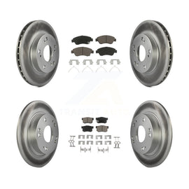 Front Rear Coated Disc Brake Rotors And Ceramic Pads Kit For Honda Civic