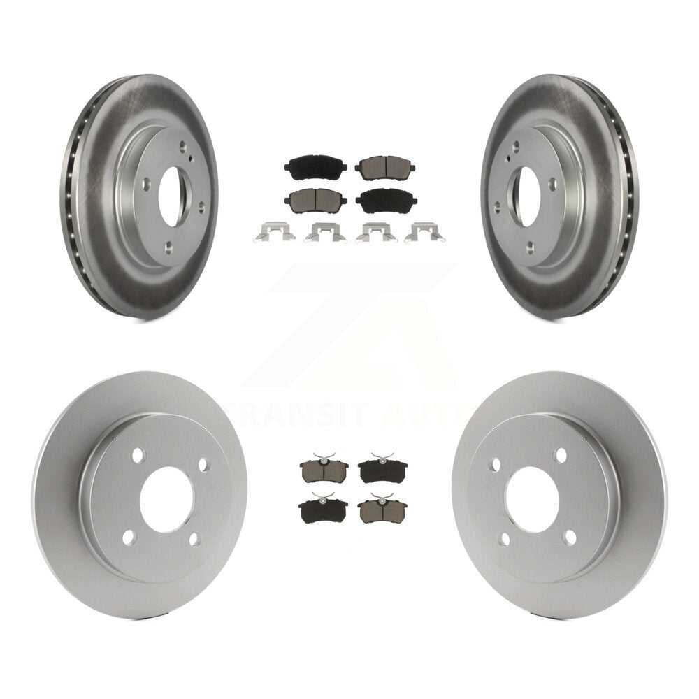 Front Rear Coated Disc Brake Rotors And Ceramic Pads Kit For Ford Fiesta