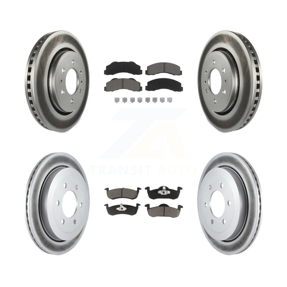 Front Rear Coated Disc Brake Rotor & Ceramic Pad Kit For Ford Expedition Lincoln