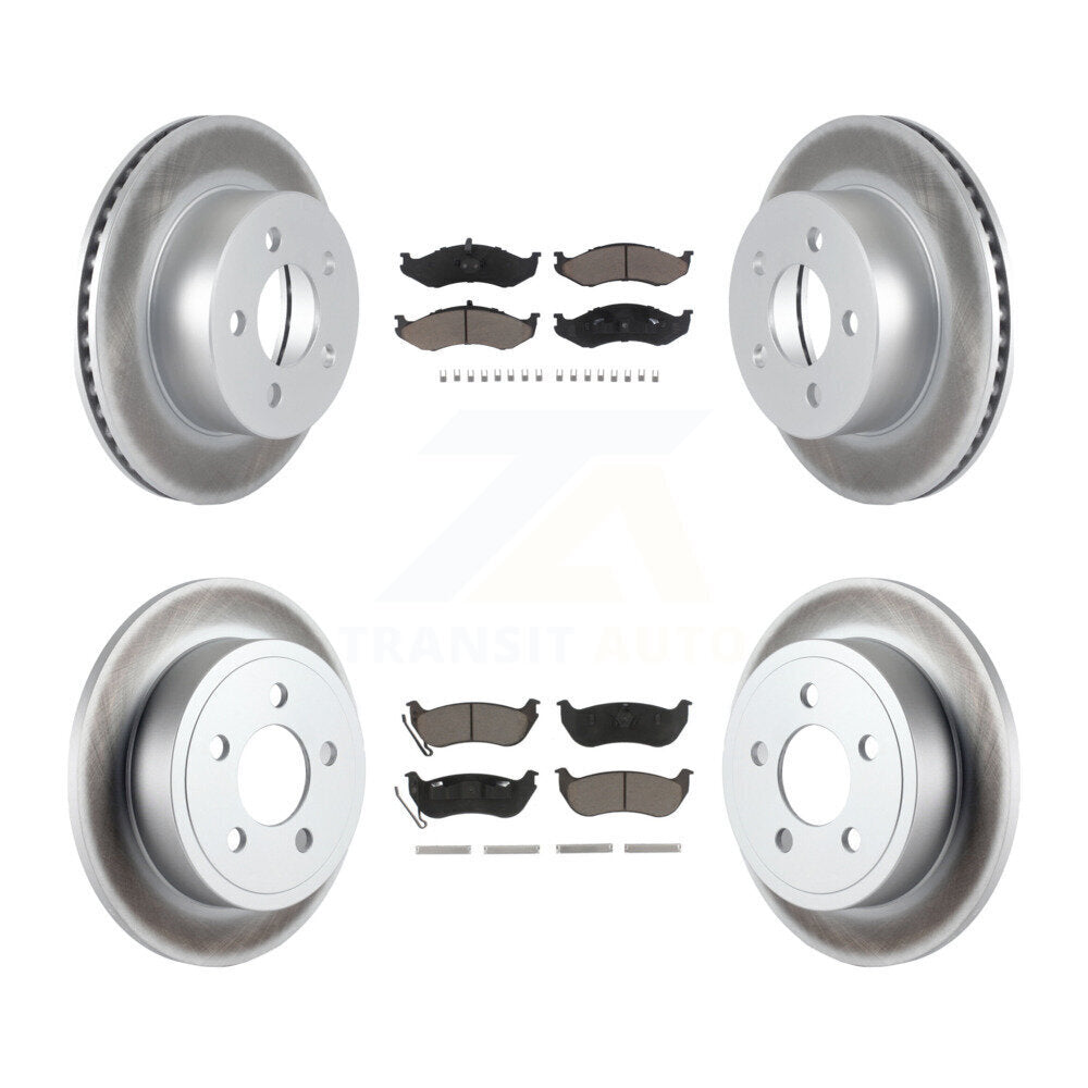 Front Rear Coated Disc Brake Rotors And Ceramic Pads Kit For Jeep Wrangler TJ