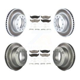 Front Rear Coat Disc Brake Rotor Ceramic Pad Kit For Ford F-450 Super Duty F-550