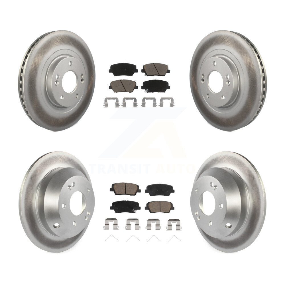 Front Rear Coated Brake Rotor & Ceramic Pad Kit For Kia Sorento Hyundai Santa Fe