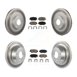 Front Rear Coated Brake Rotor & Ceramic Pad Kit For Kia Sorento Hyundai Santa Fe
