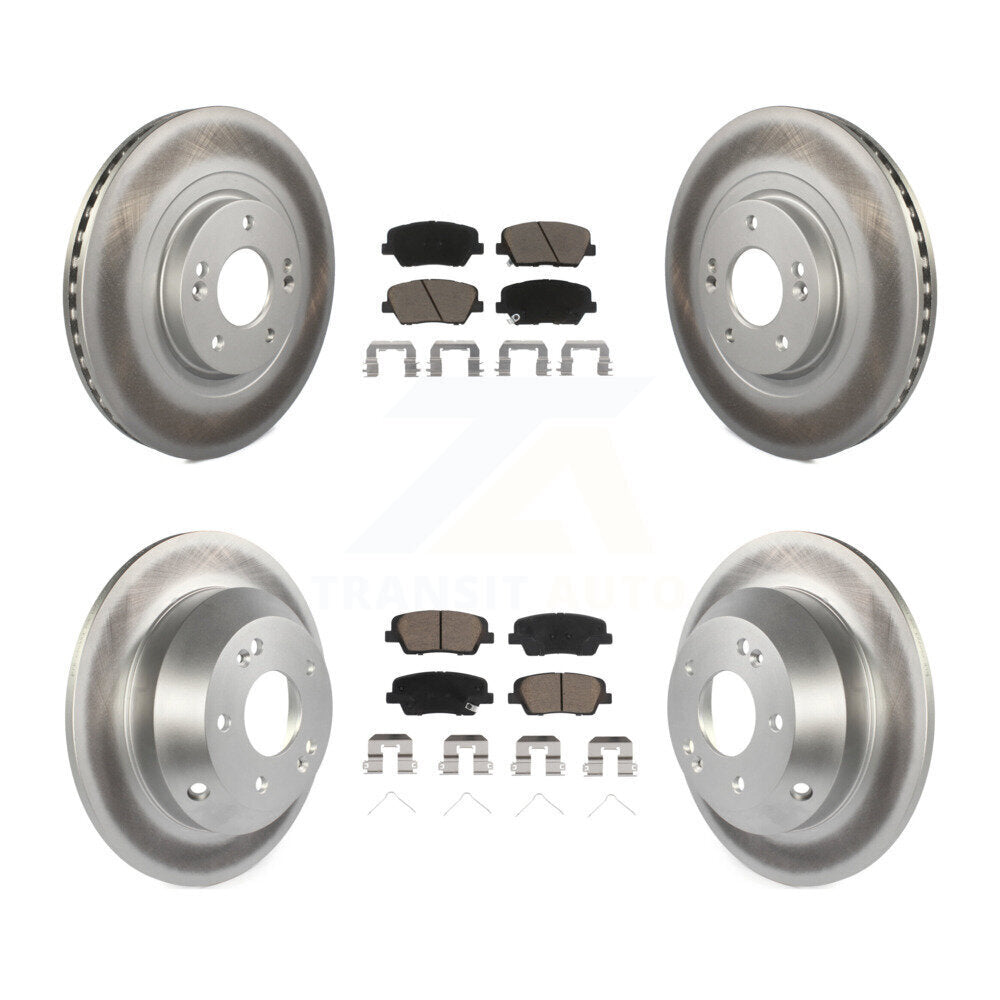 Front Rear Coated Brake Rotor & Ceramic Pad Kit For Kia Sorento Hyundai Santa Fe