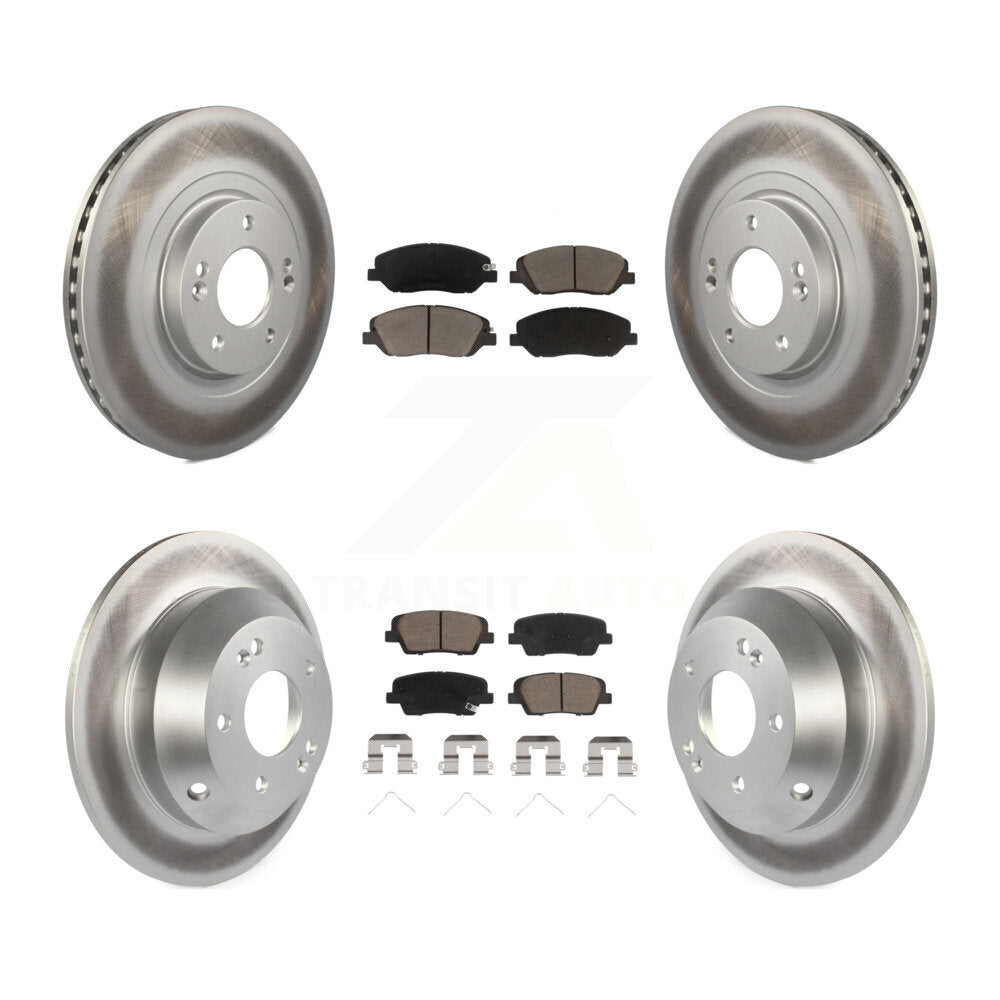 Front Rear Coated Disc Brake Rotors And Ceramic Pads Kit For Hyundai Santa Fe XL