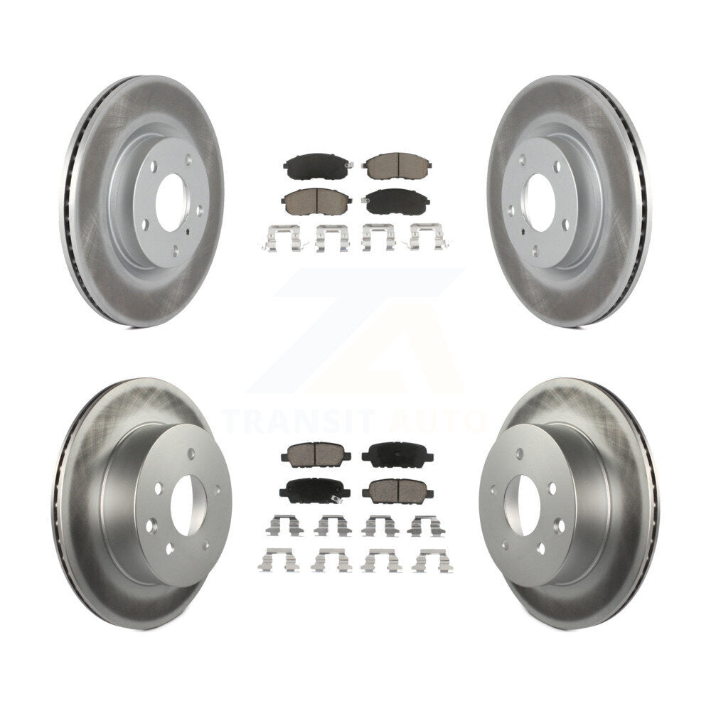 Front Rear Coated Disc Brake Rotors Ceramic Pad Kit For INFINITI G35 Nissan 350Z