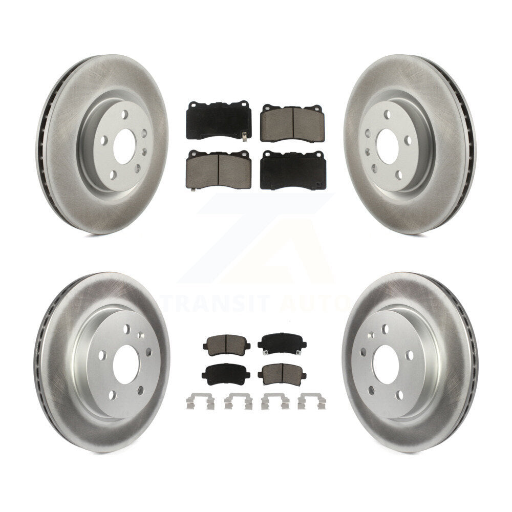 Front Rear Coated Disc Brake Rotors And Ceramic Pads Kit For Cadillac XTS