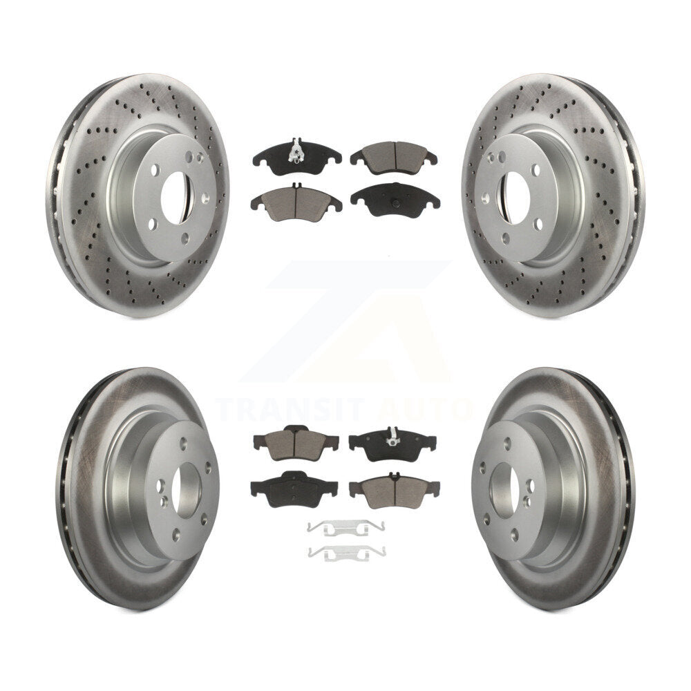 Front Rear Coated Disc Brake Rotor & Ceramic Pad Kit For Mercedes-Benz E350 E400