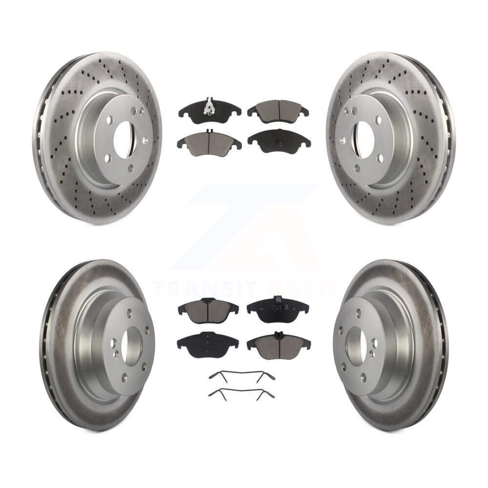 Front Rear Coated Disc Brake Rotors And Ceramic Pads Kit For Mercedes-Benz E350
