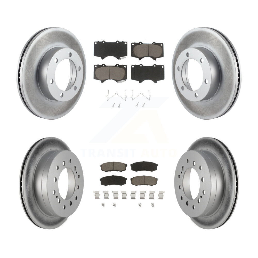 Front Rear Coated Disc Brake Rotors And Ceramic Pads Kit For Toyota Sequoia