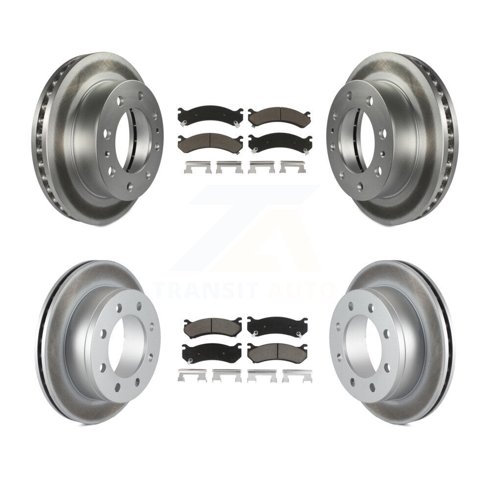 Front Rear Coat Brake Rotors Ceramic Pad Kit For Chevrolet Silverado 2500 HD GMC