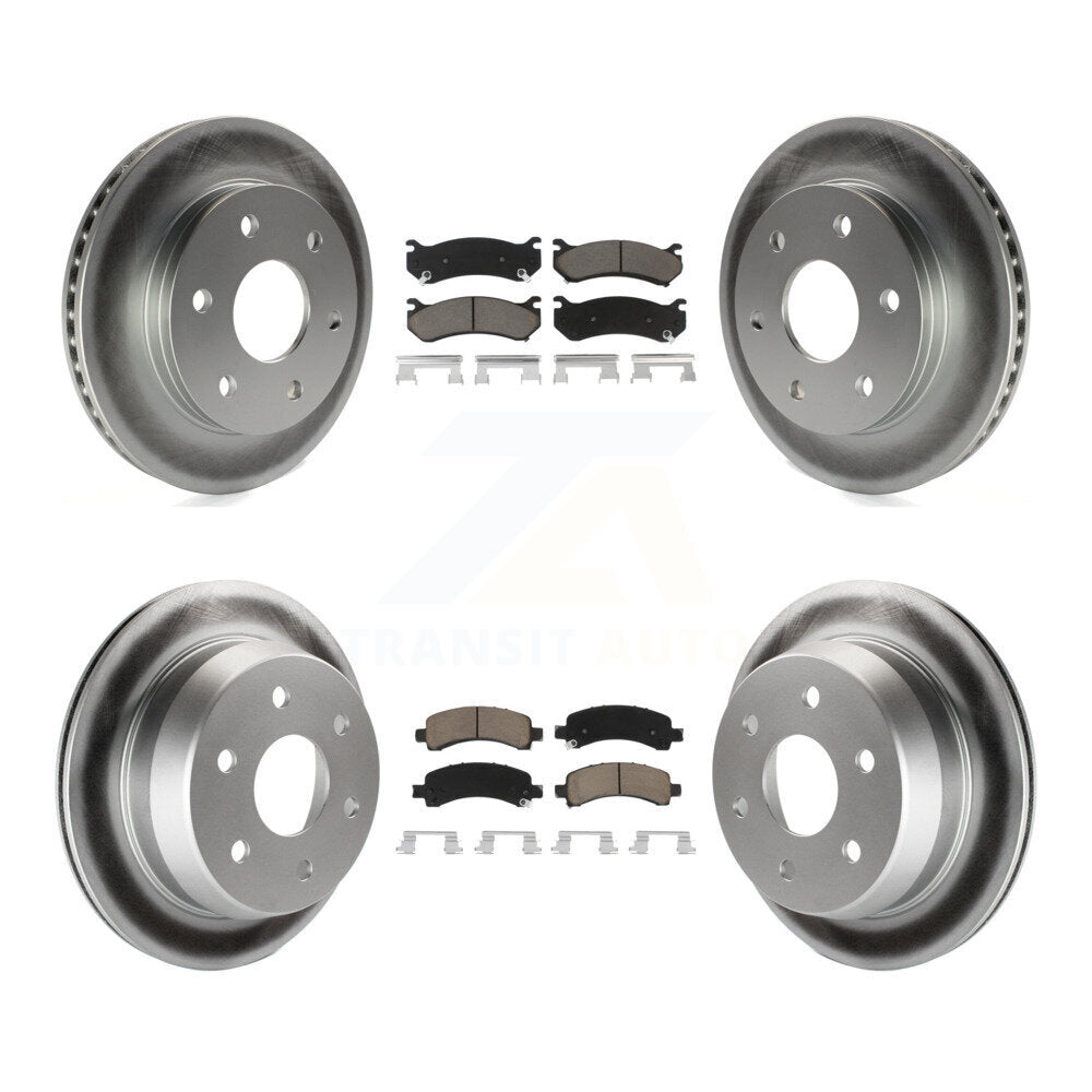 Front Rear Coated Disc Brake Rotors Ceramic Pad Kit For Chevrolet Avalanche 1500