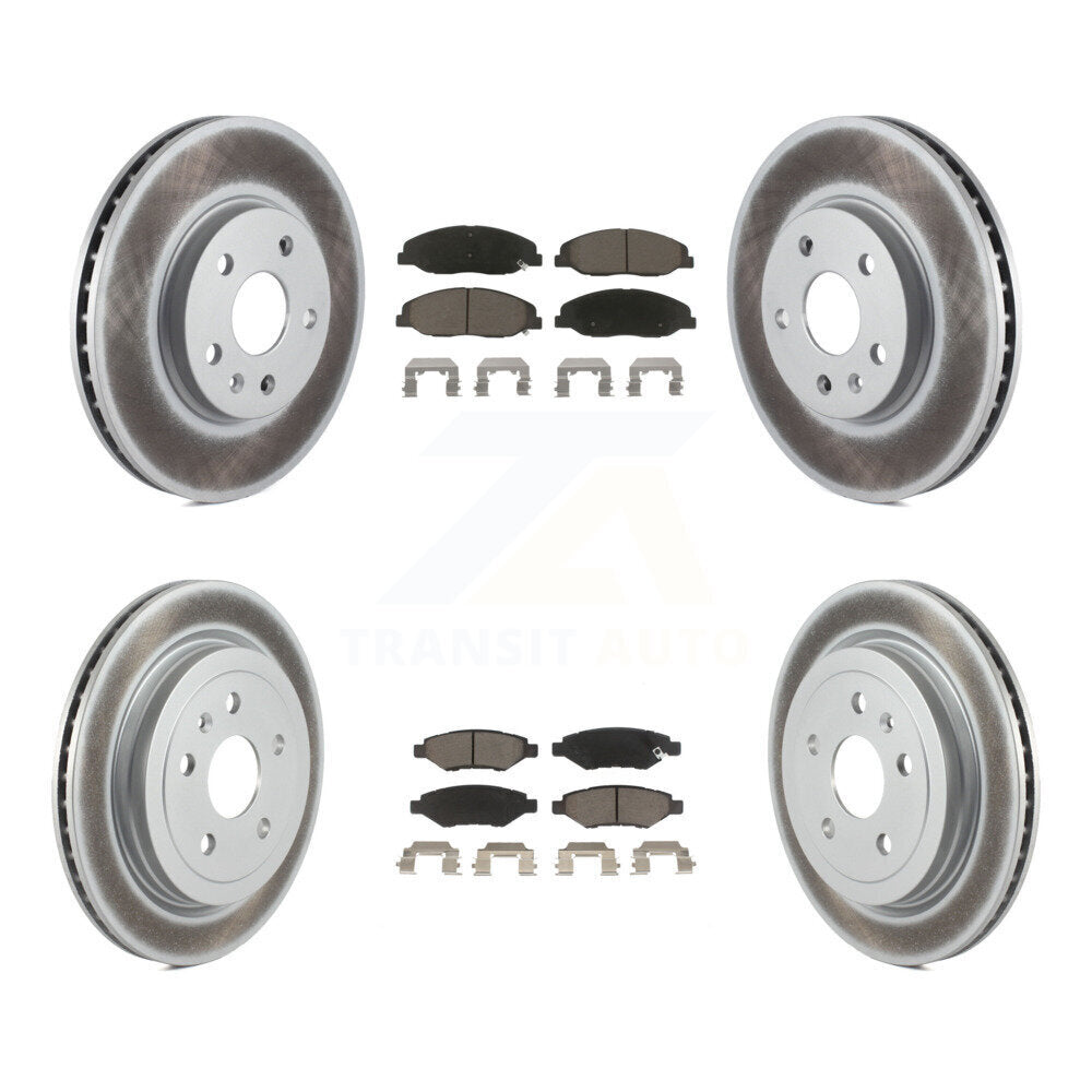 Front Rear Coated Disc Brake Rotors And Ceramic Pads Kit For Cadillac CTS