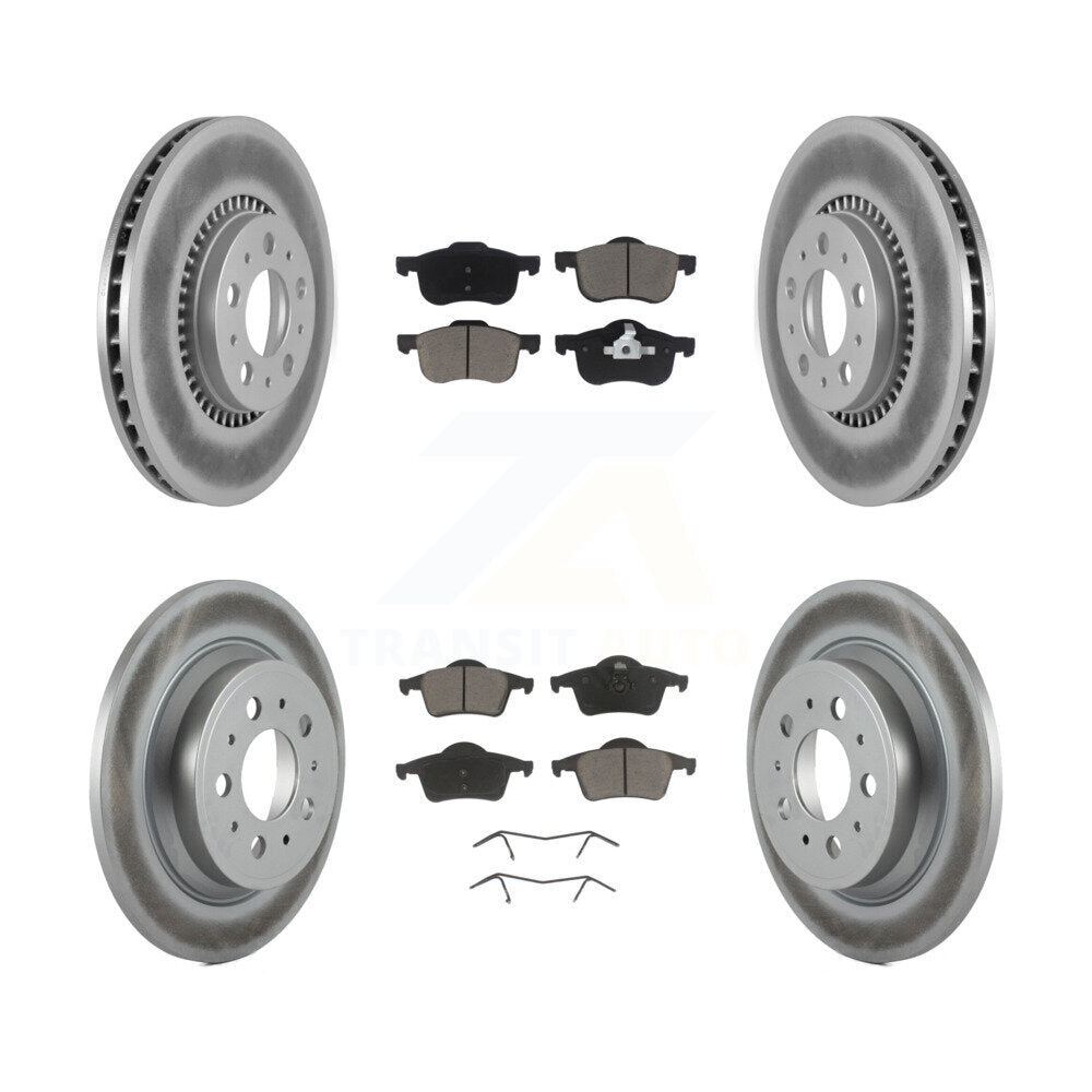 Front Rear Coated Disc Brake Rotors & Ceramic Pad Kit For Volvo S60 V70 XC70 S80