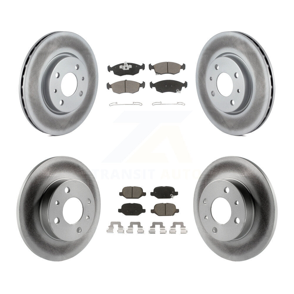 Front Rear Coated Disc Brake Rotors And Ceramic Pads Kit For Fiat 500